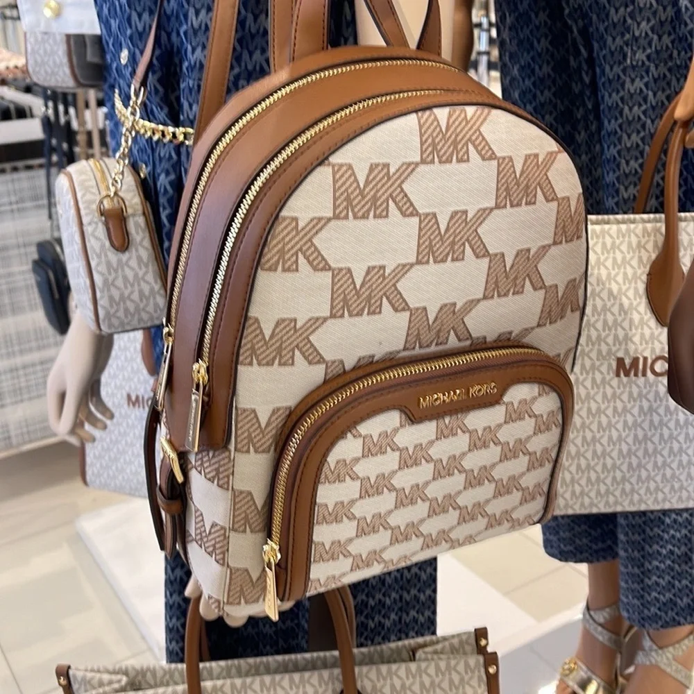 Michael Kors Jaycee Medium Logo Zip Pocket Backpack   35S3G8TB2J LUGGAGE